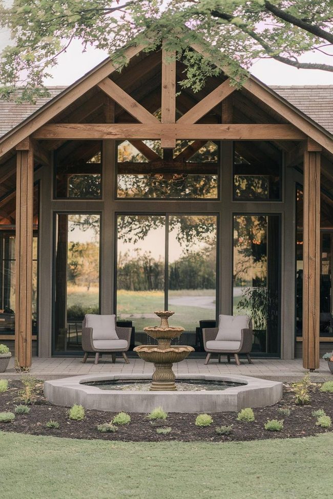 Glass Walls Meet Stone Landscape