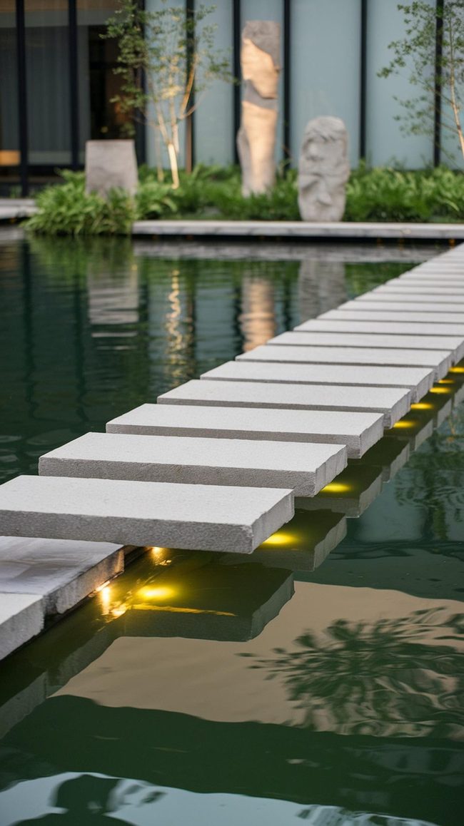 Floating Stone Bridge with Underwater Glow
