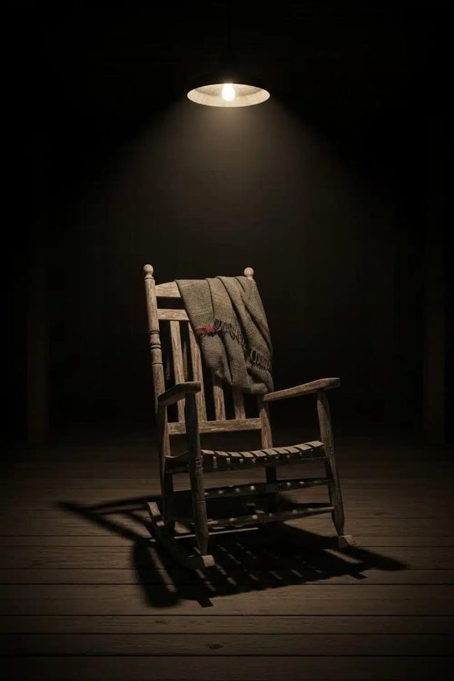 Wooden Rocker Swaying In Darkness