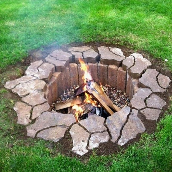 Stacked Stone Ground Fire Pit