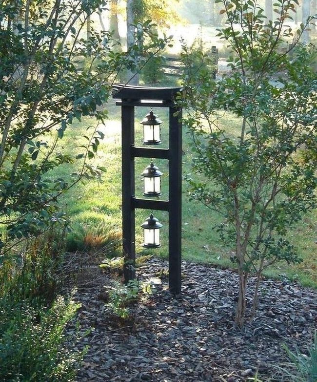 Black Lanterns Garden Focal Point