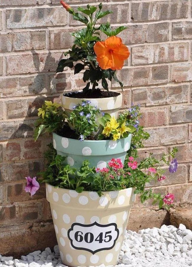 Polka Dot Tiered Planters Garden