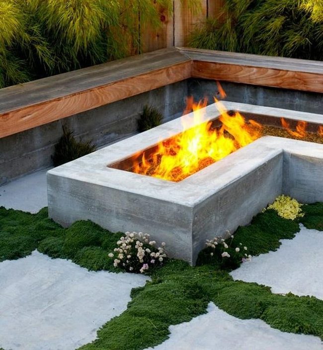 Gray Concrete Fire Pit Gathering