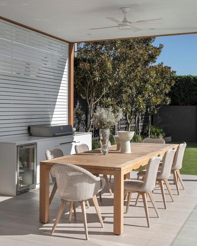 Wooden Table Under Green Canopy