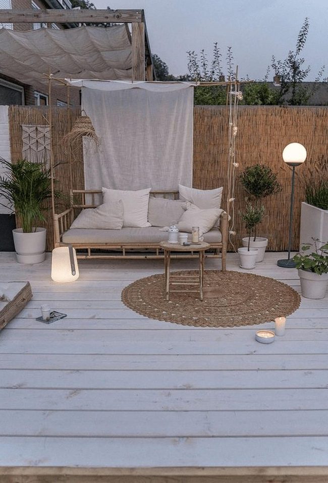 White Plants And Bamboo Garden Retreat