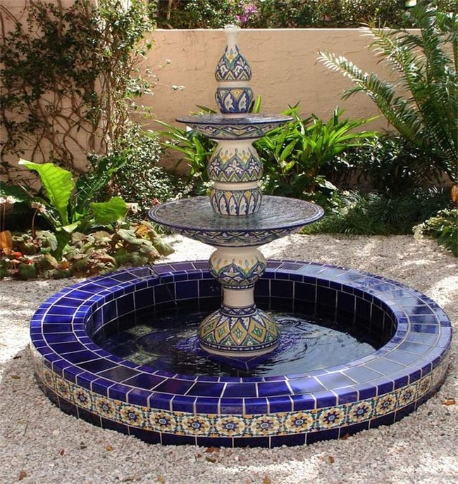 Painted Tiles Transform Spanish Fountain