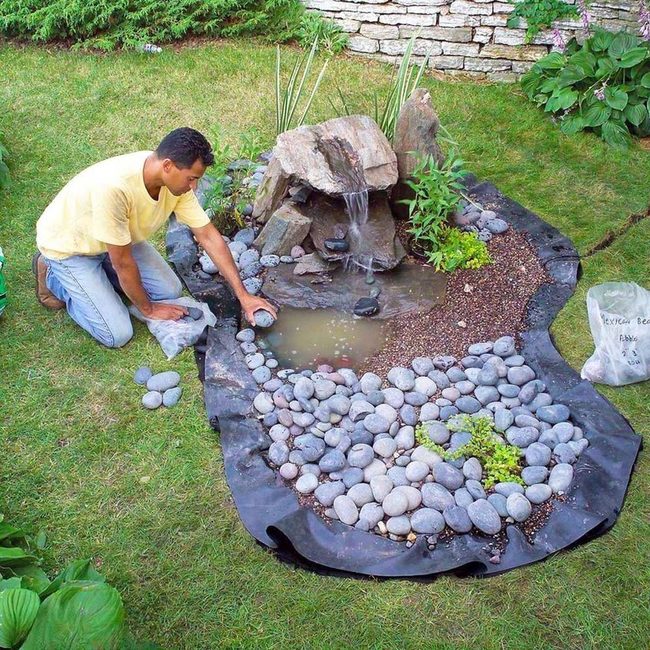 Shimmering Pond With Stone Edges