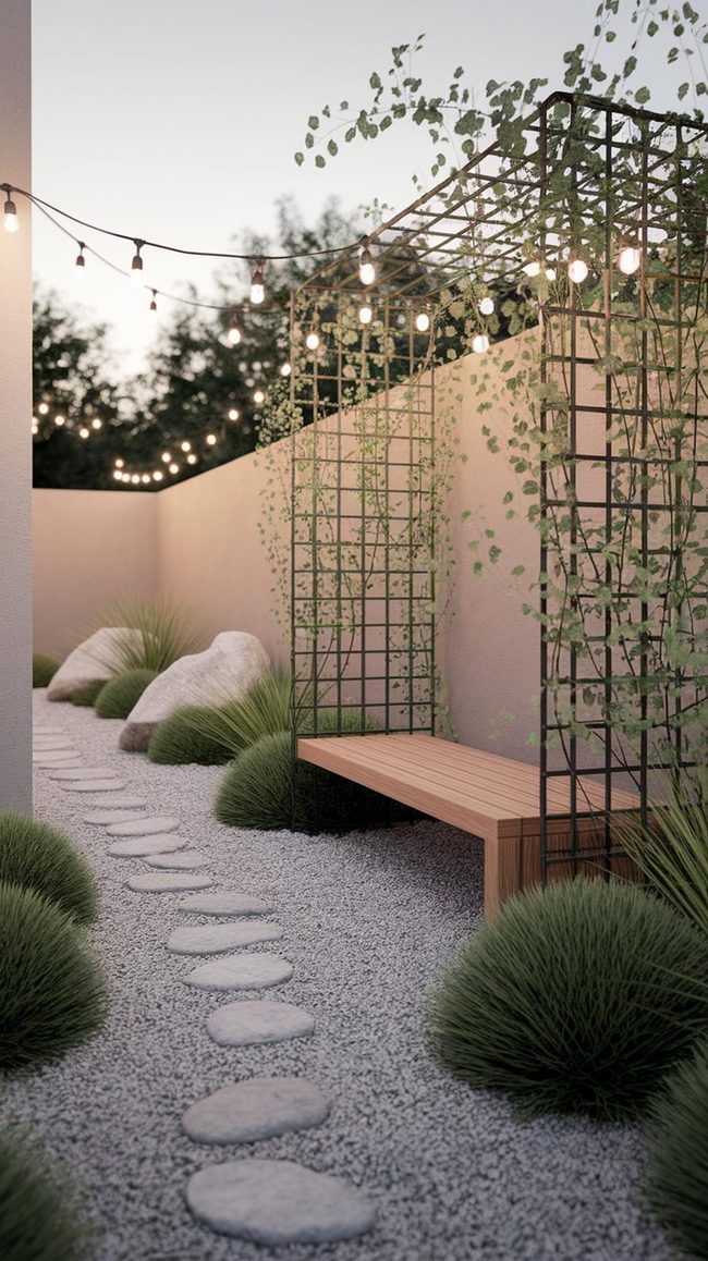 Gray Stone Pathway With Climbing Vines