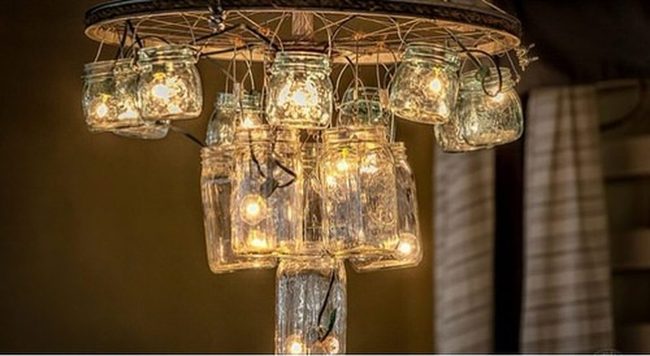 Wheel-Framed Jar Lights For Gardens