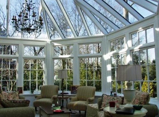 Sunlit Space With Dark Chandeliers