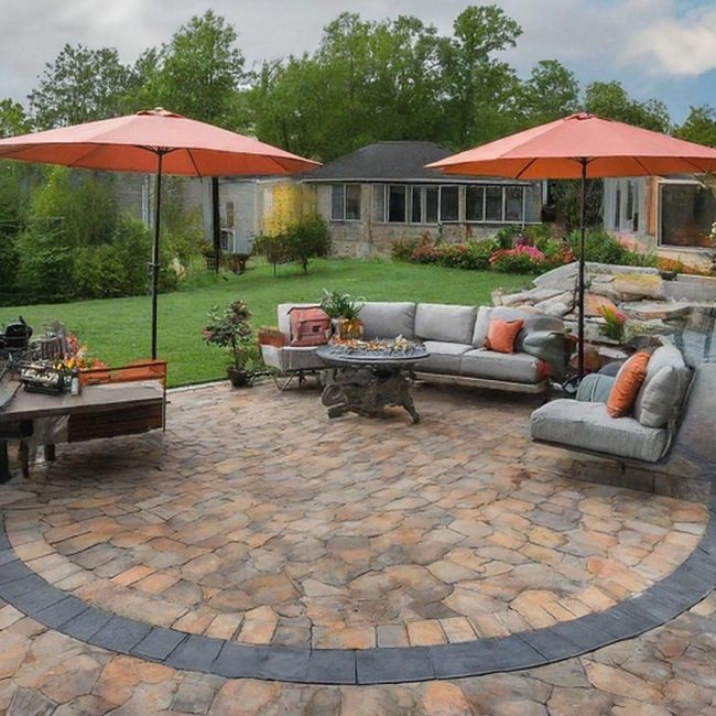 Circular Paver Patio Bench Seating