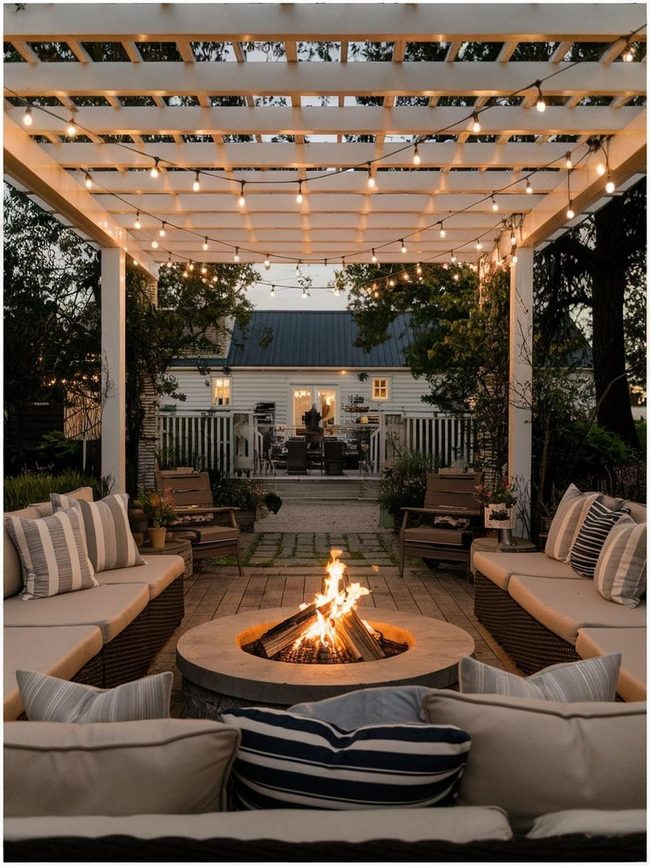 Green Timber Porch With Solar Lights
