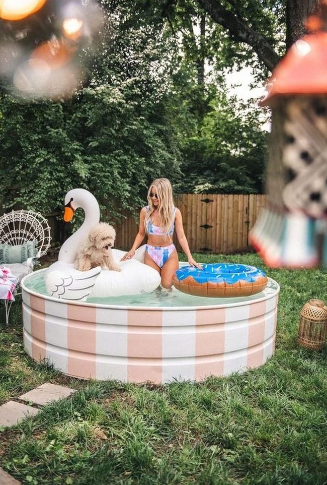 Pink Striped Pool Oasis