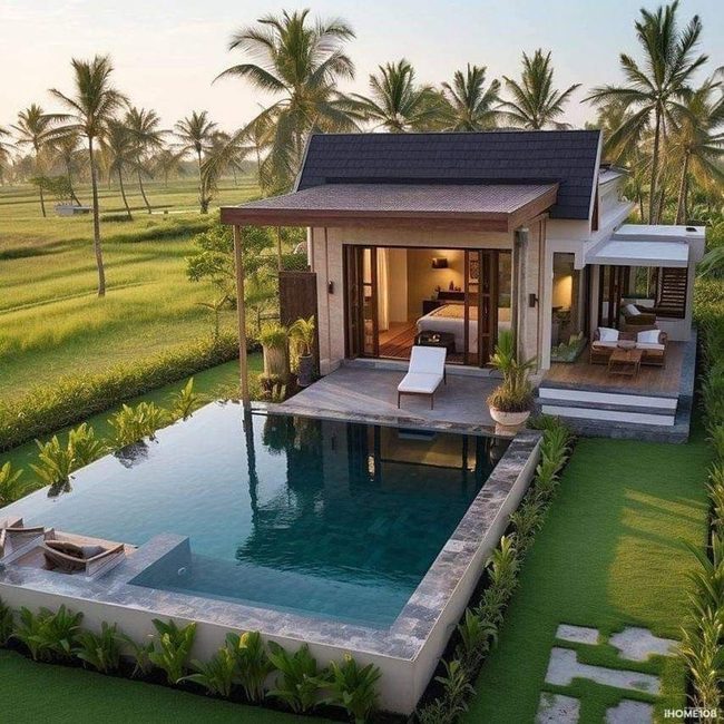 Pool Glass Mirror Over Green Fields