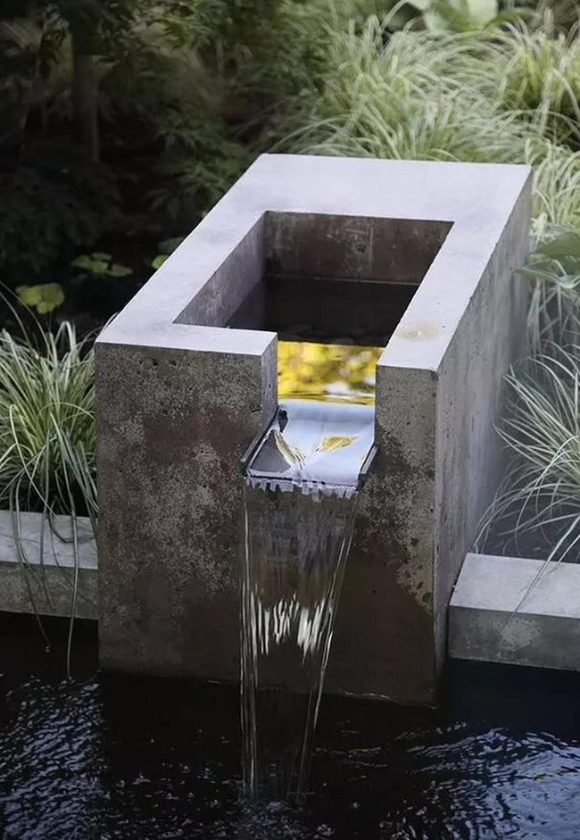 Concrete Fountain With Cascading Water