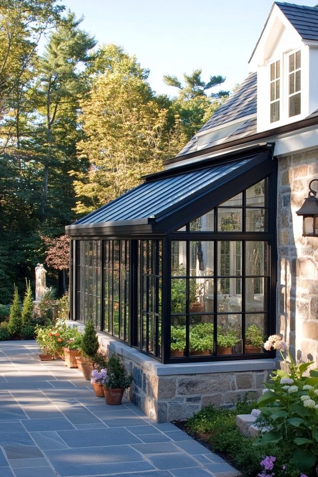 Home-Attached Greenhouse With Separate Shed