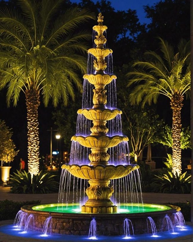 Illuminated Water Cascade Display