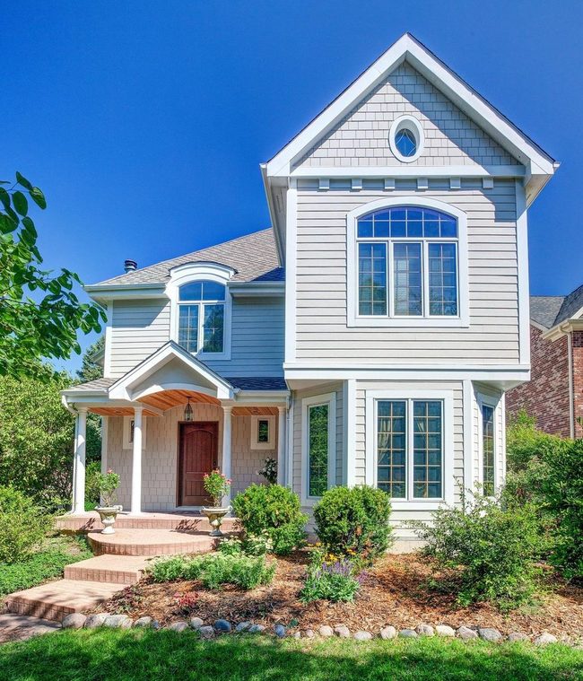 Gray Siding Meets Crisp White Trim
