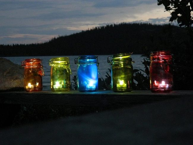 Suspended Mason Jars Illuminate Garden Paths