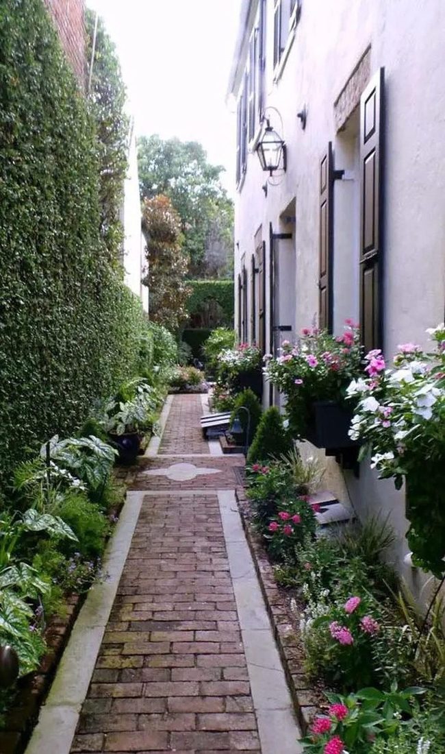 Pink Flowers Frame Brick Passage