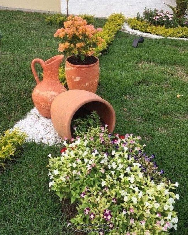 Overflowing Petunias From Broken Pot