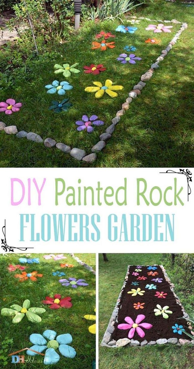 Bright Floral Painted Garden Stones