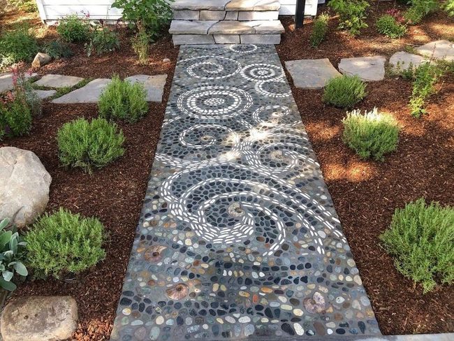 White Spiral Stone Garden Path