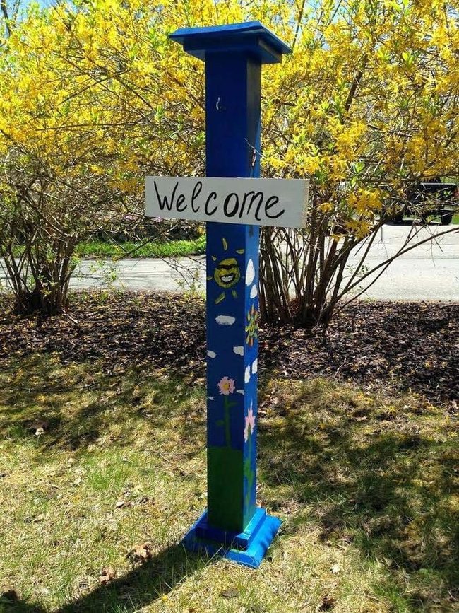 Colorful Hand-Painted Spring Porch Posts