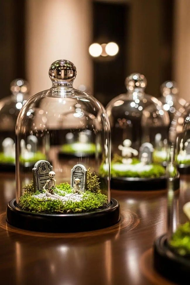 Miniature Graveyard Inside Glass Bell Jar
