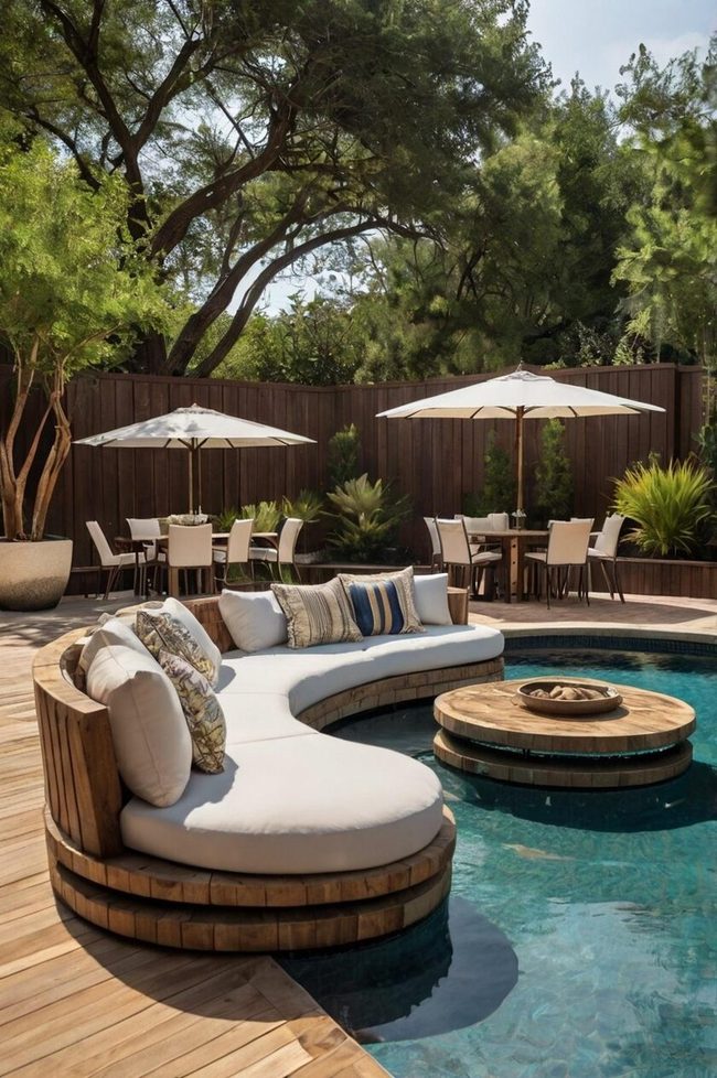Outdoor Sectionals Define Poolside Gathering