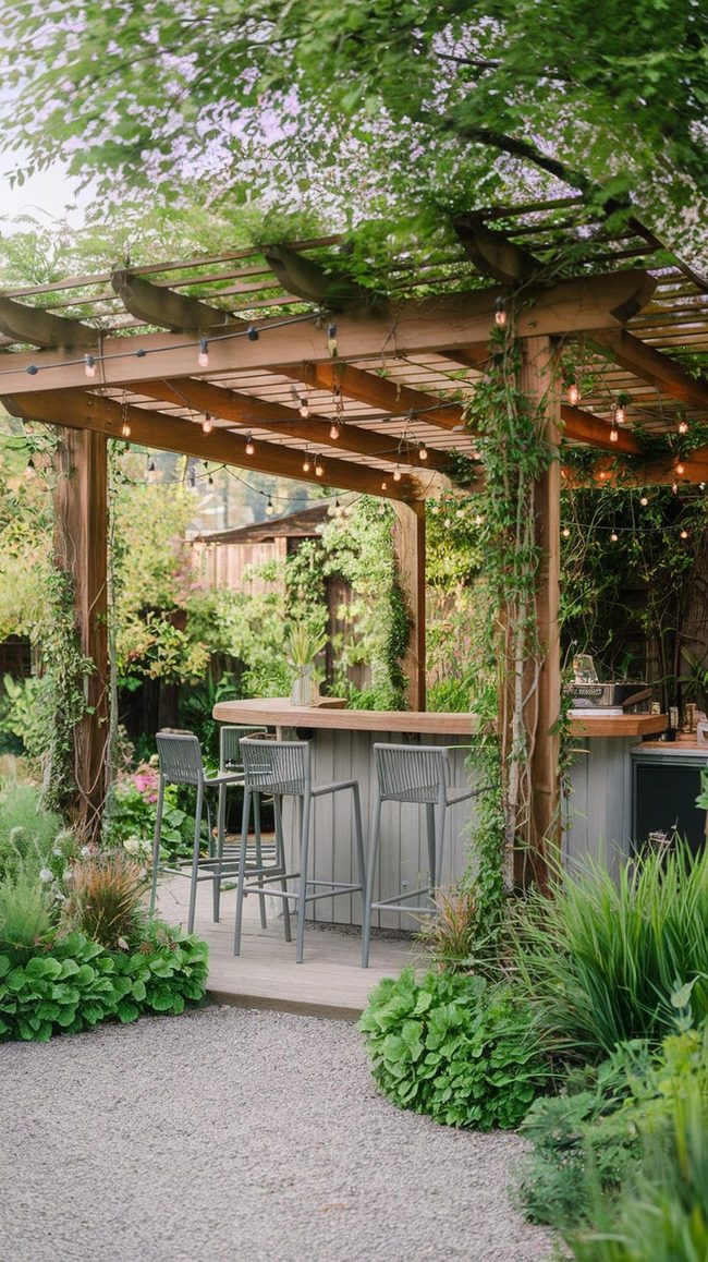 Pergola Bar with Filtered Sunlight