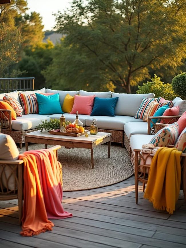 Colorful Outdoor Living Cushions Yard Seating