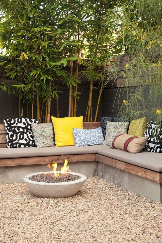 Colorful Cushions, Fire Pit, Green Haven