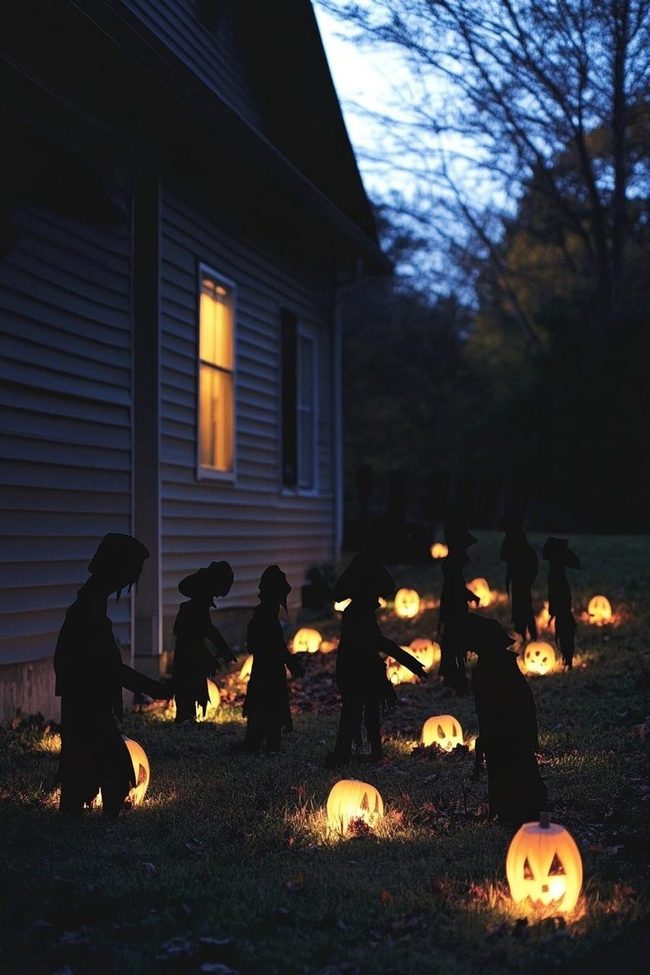 Black Silhouettes Lurking In Darkness