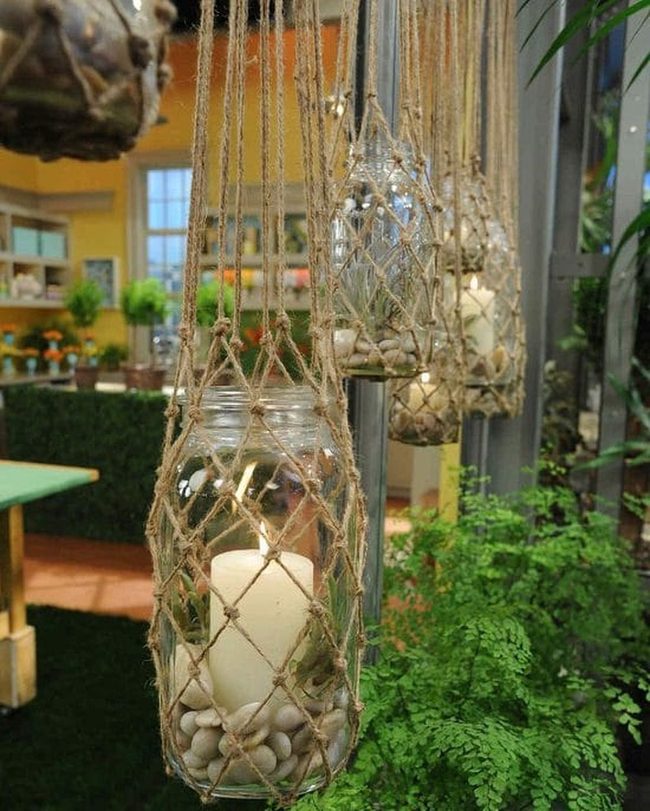 Twine Wrapped Glass Jar Lanterns