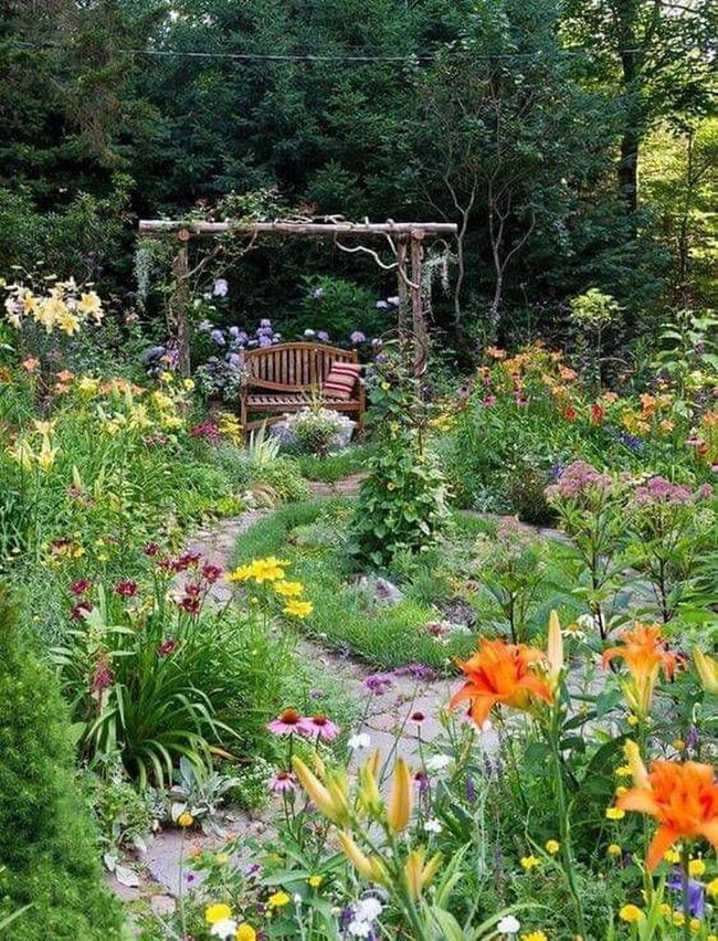 Winding Stone Path Through Wildflowers