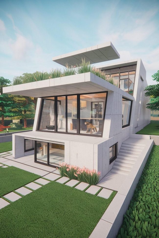 Concrete White Glass Rooftop Outdoor