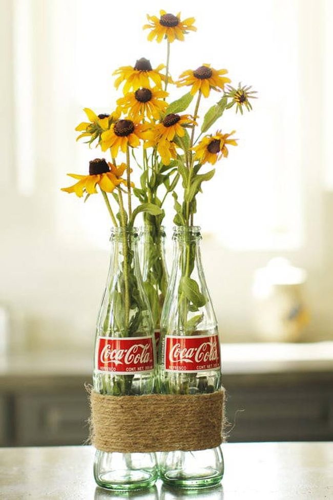 Twine-Wrapped Glass Bottle Vases