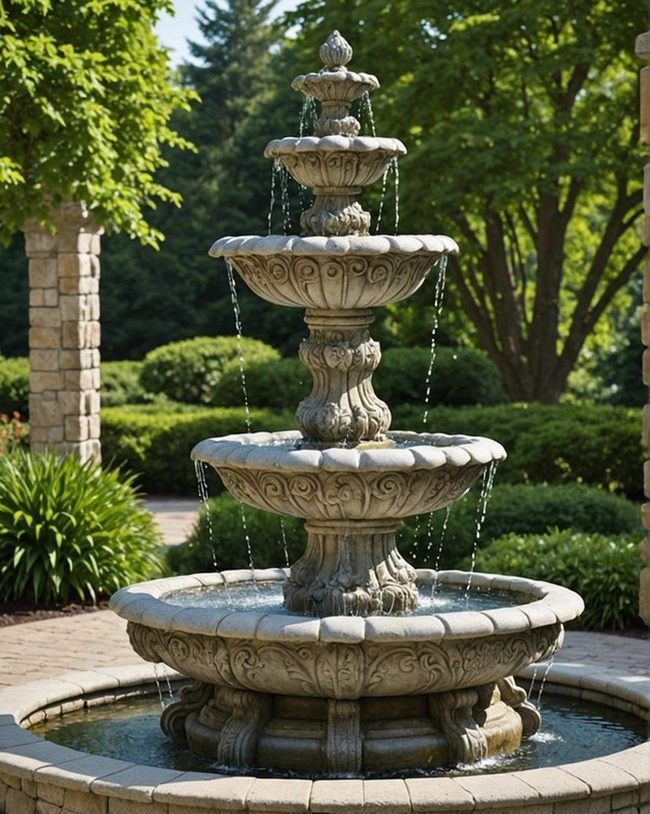 Carved Stone Water Feature