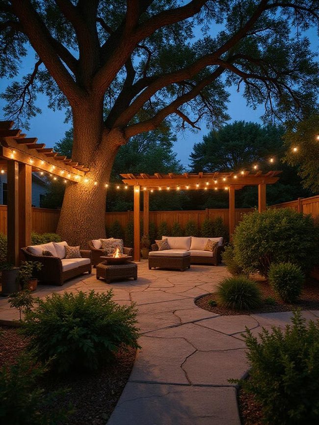 Soft Light Reveals Nighttime Yard