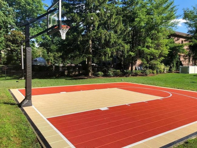 Red And Beige Basketball Court