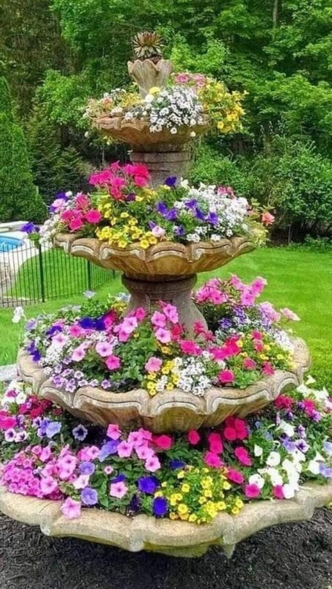Tiered Stone Flower Garden Paradise