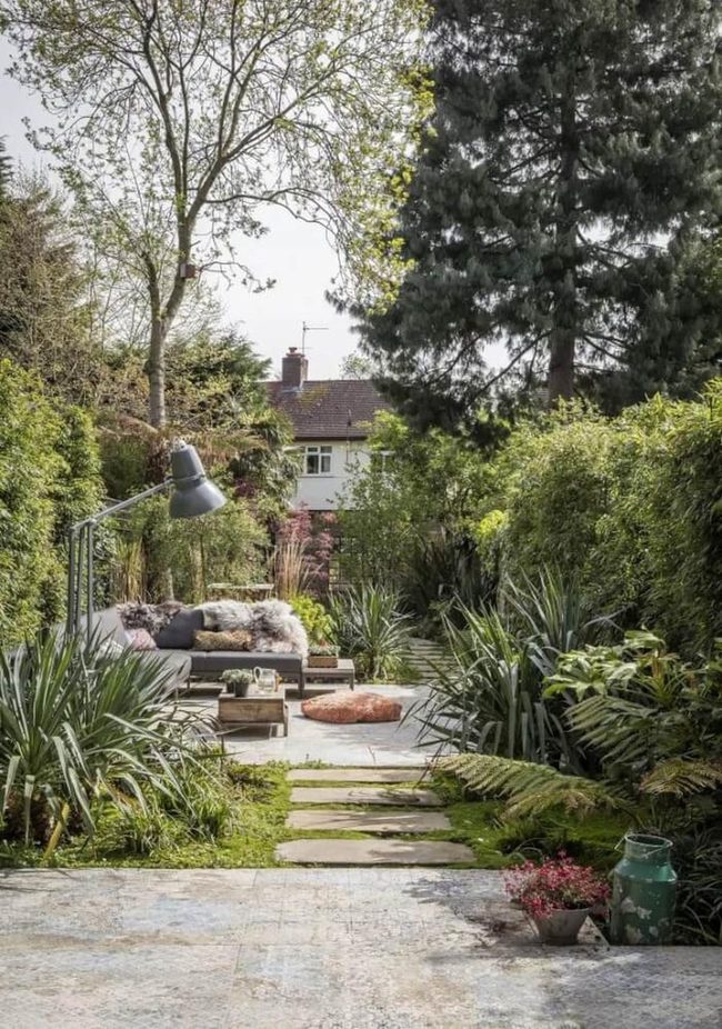 Stone Pathway Through Living Garden