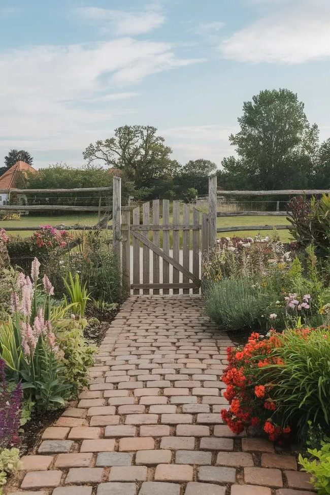 Stone Herringbone Pathway