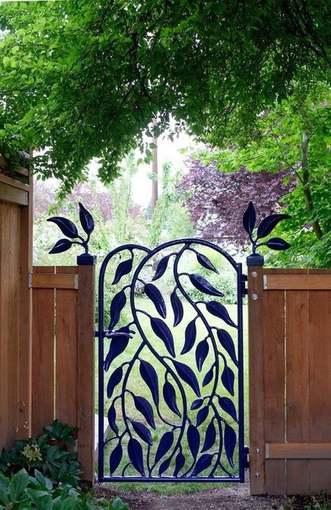 Wrought Iron Gates With Leaf Motifs