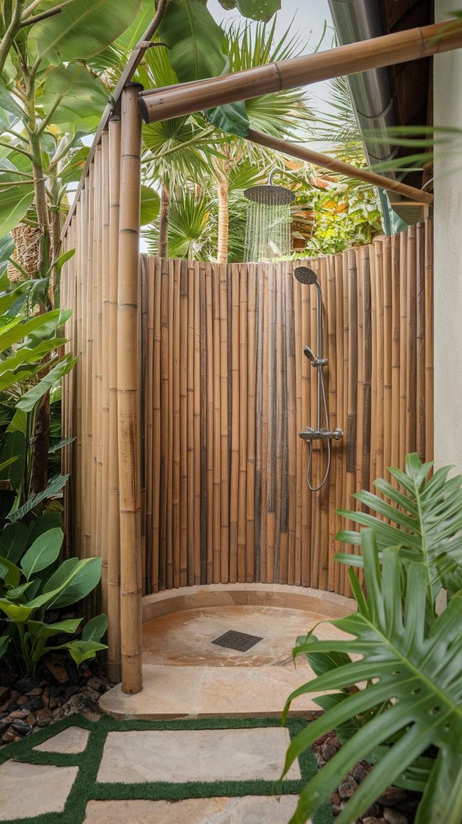 Bamboo Enclosure Patio Shower Oasis