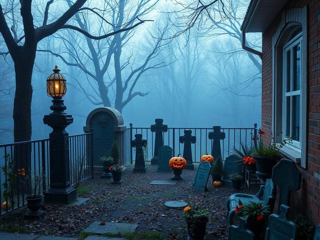 Fog-Shrouded Graveyard With Scattered Bones