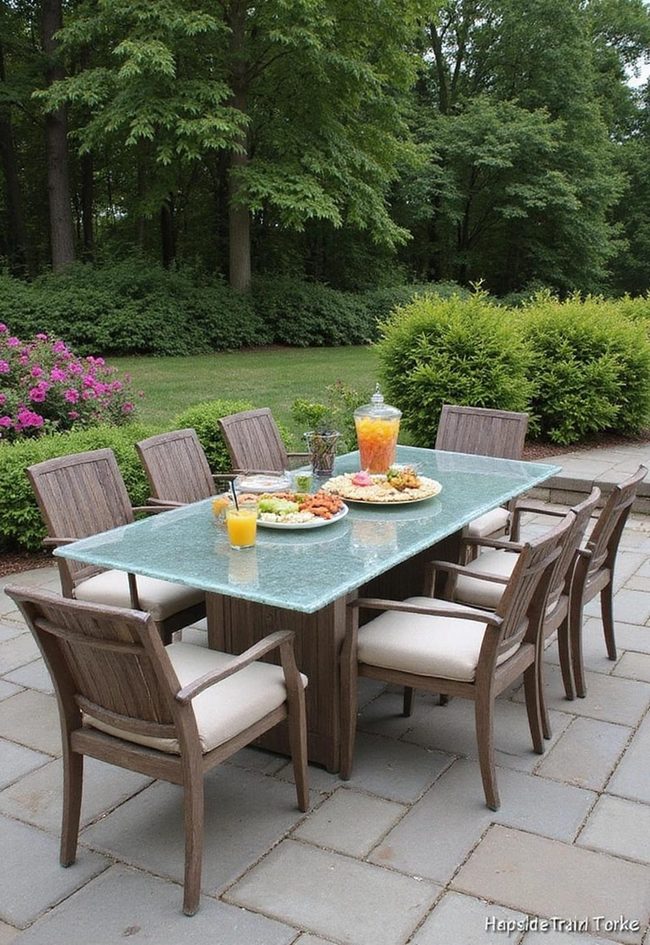 Transparent Glass Patio Table Centerpiece