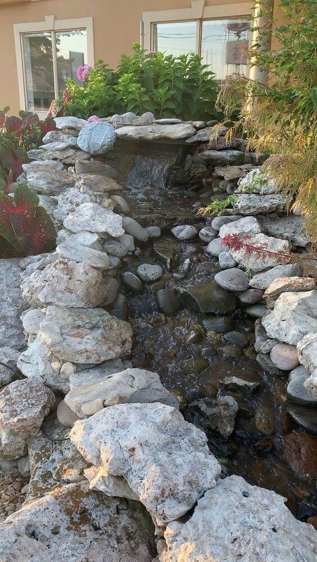 Layered Stone Garden With Cascading Water