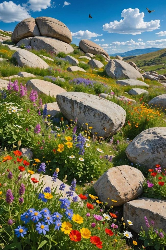 Rocky Hillside Wildflower Garden